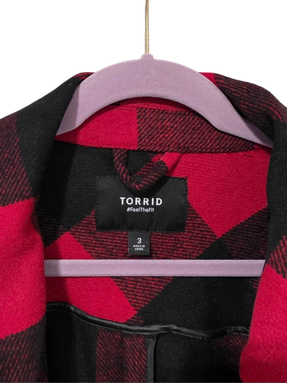 Torrid Red and Black Buffalo Plaid Wool Longline Shacket - Picture 4 of 9